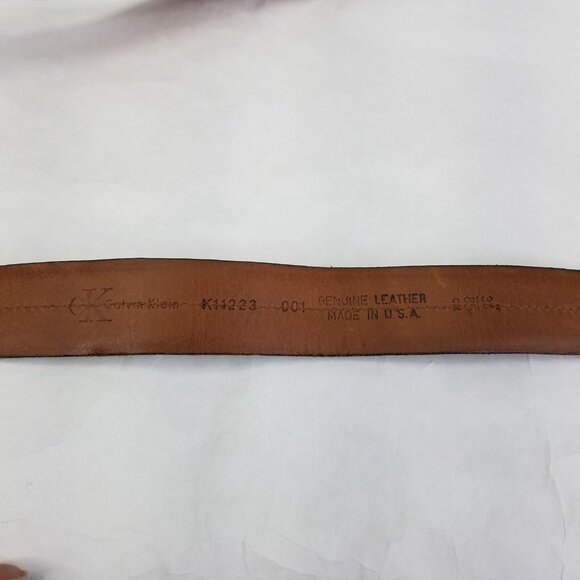 Calvin Klein Genuine Leather Belt Black Men's Size 34 Feather Edge 33"-37" USA - Picture 11 of 15